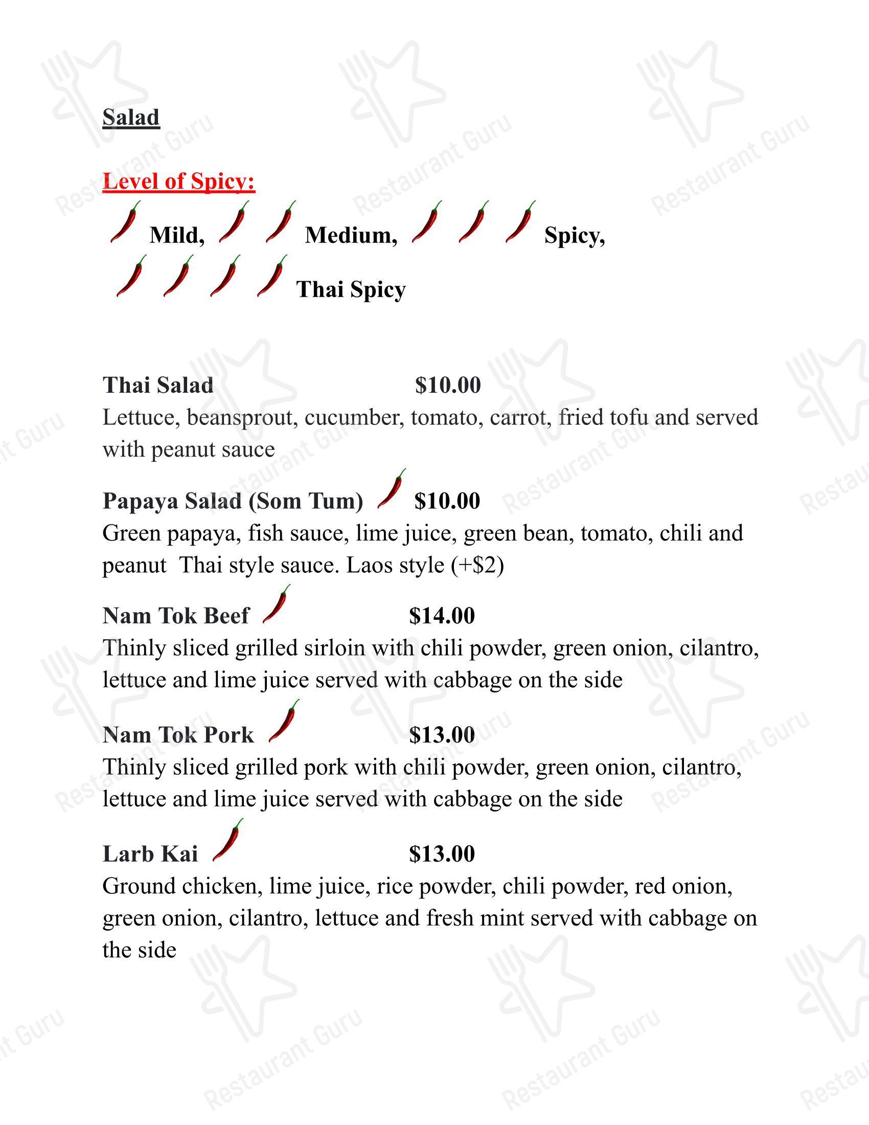 Thai in Decatur в Декейтере - Меню