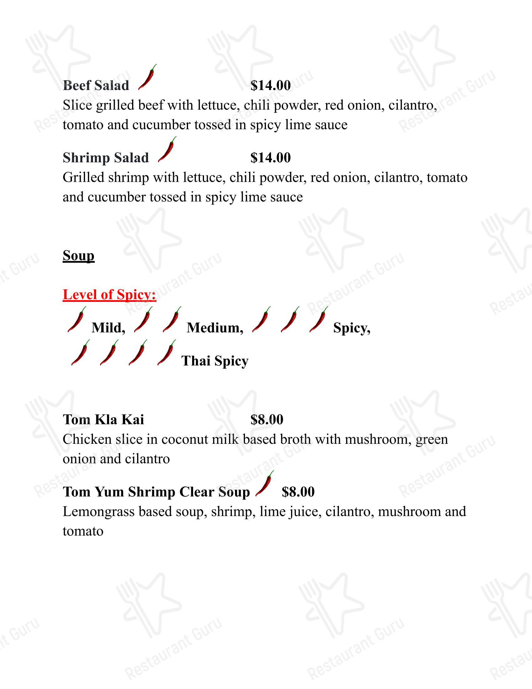 Меню ресторана Thai in Decatur в Декейтере