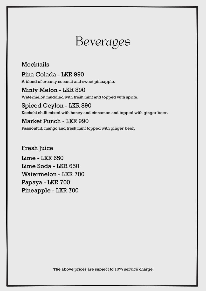 The Chef’s Table меню