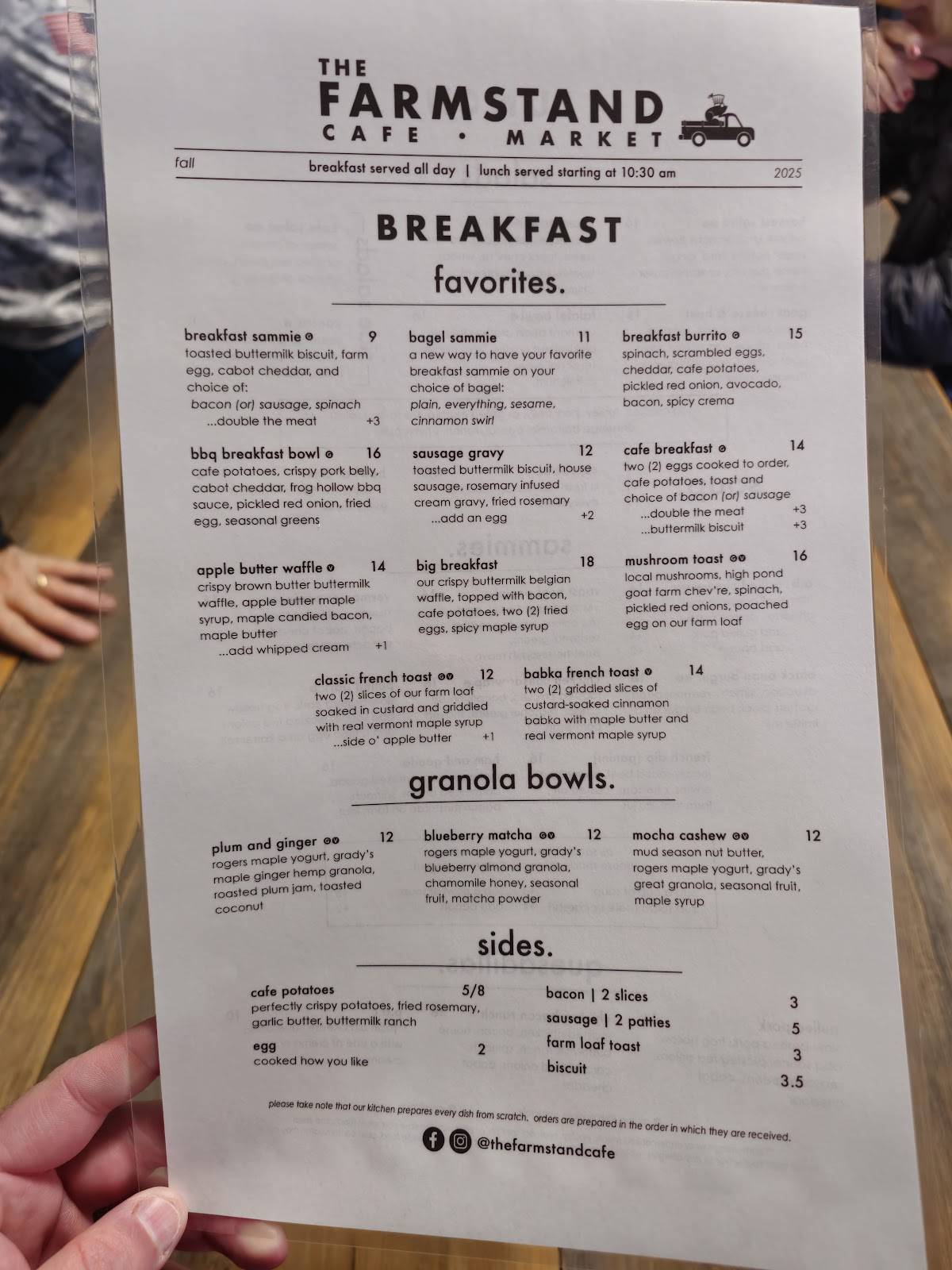 The Farmstand Cafe & Market меню
