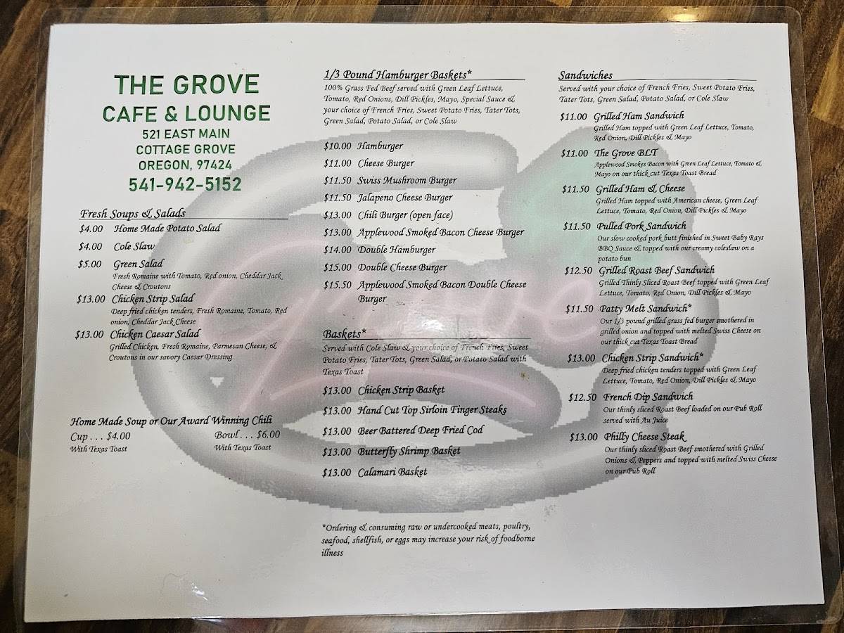 The Grove Bar & Grill меню