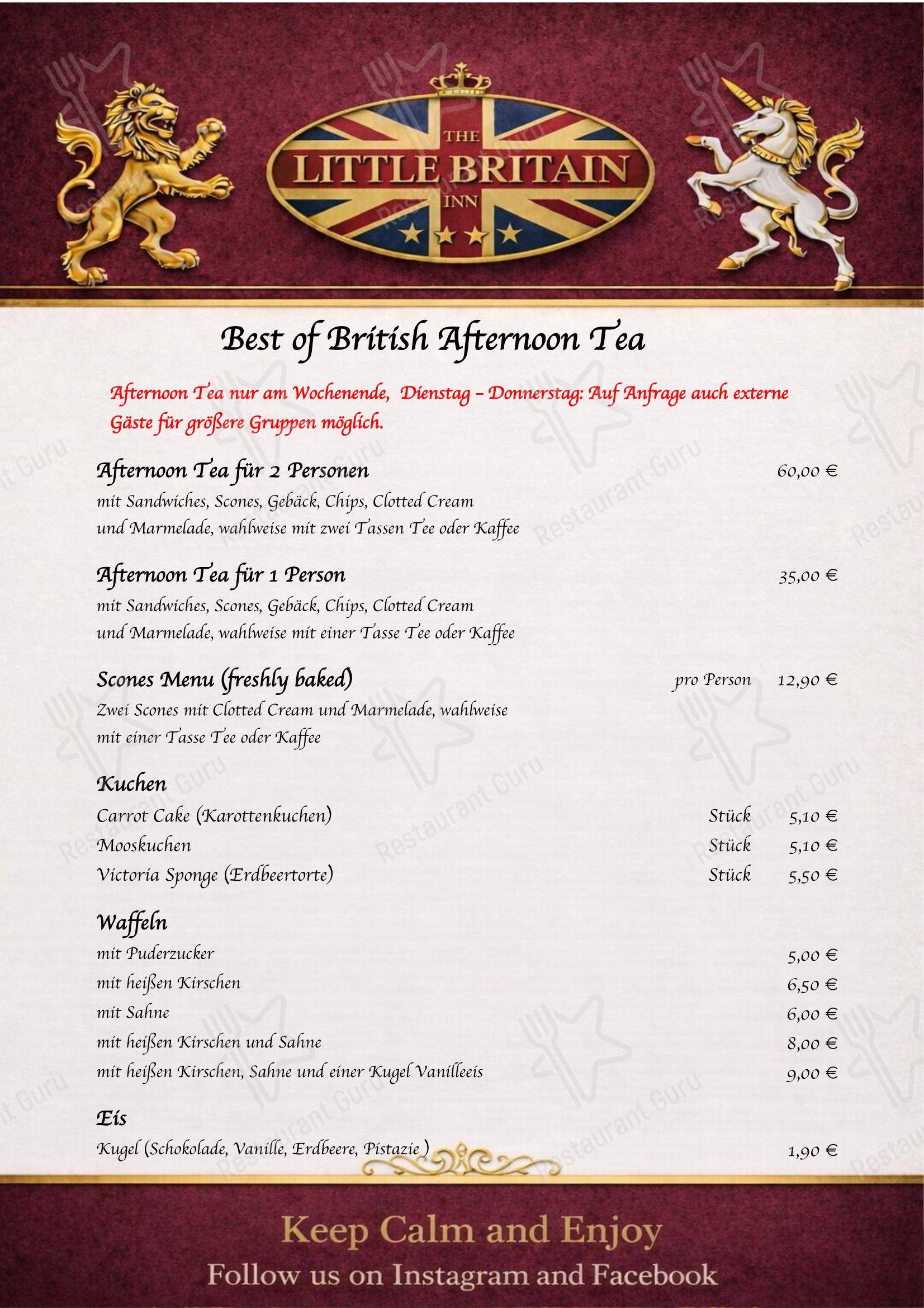 菜单 The Little Britain Inn в Феттельшосе