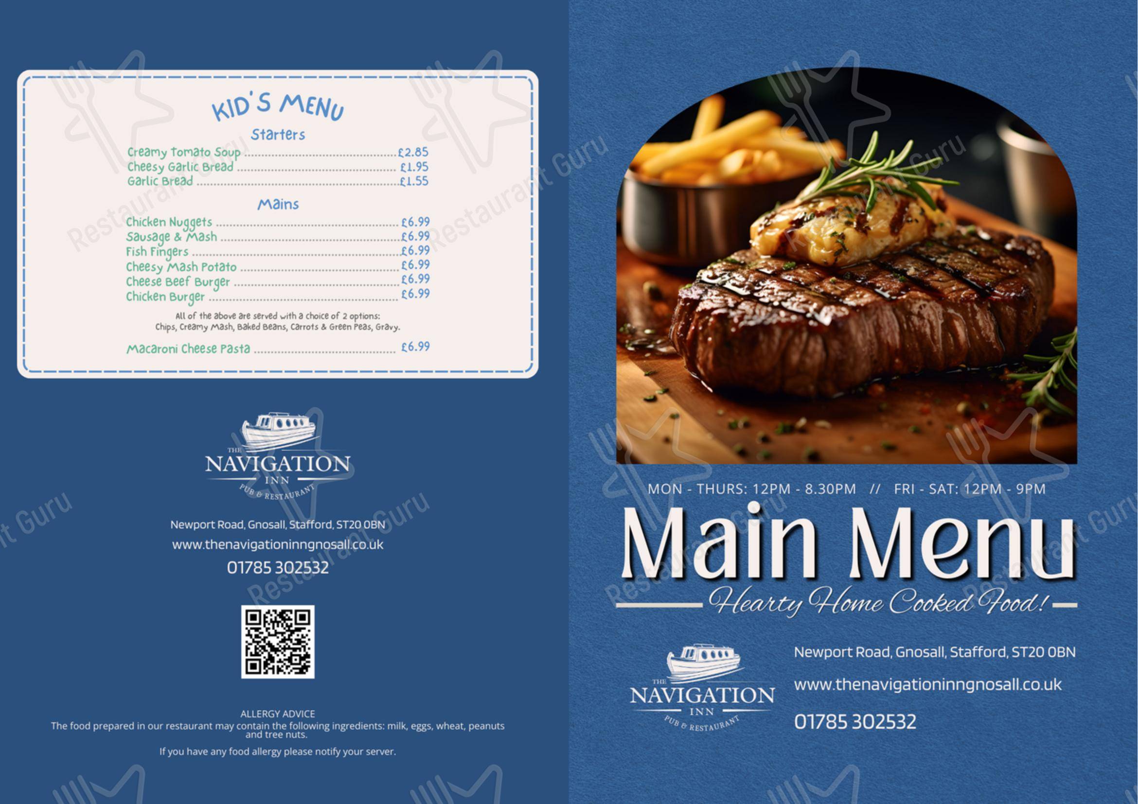 The Navigation Inn в Норбери - 菜单