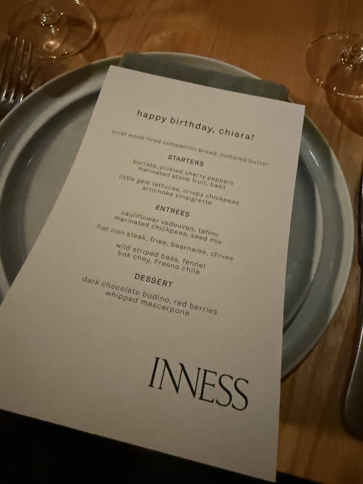 The Restaurant at INNESS меню