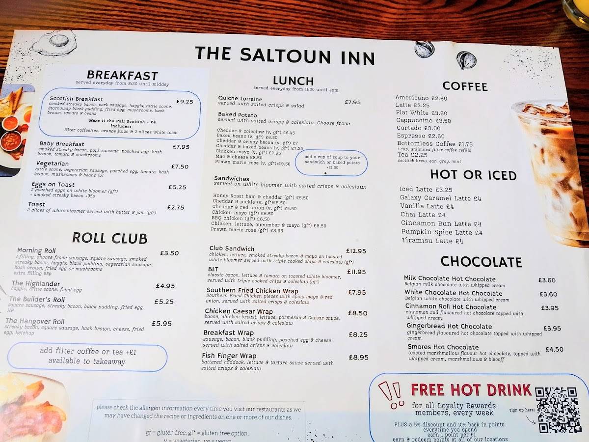 The Saltoun Inn меню