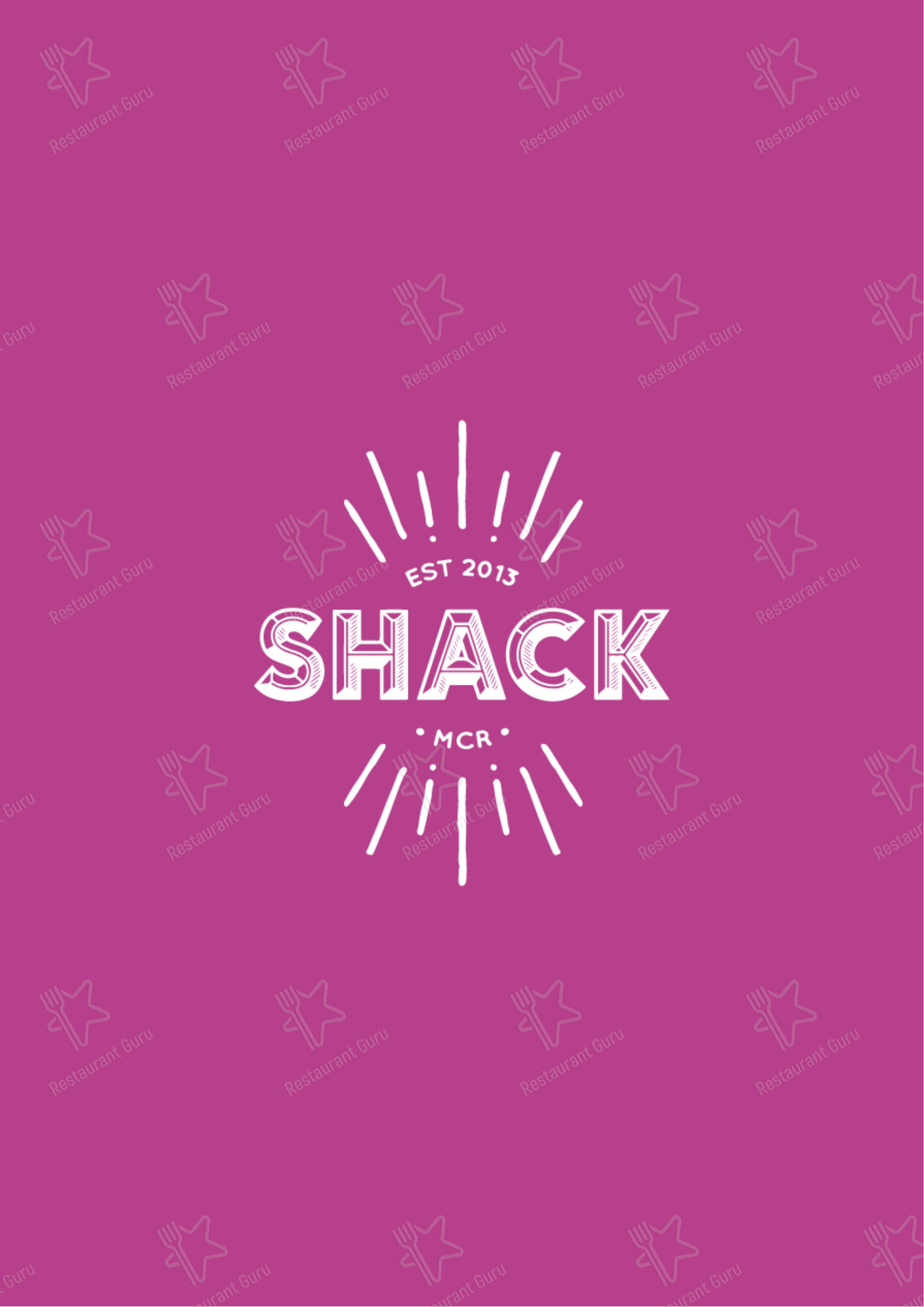 The Shack Basement в Манчестере - Основное меню