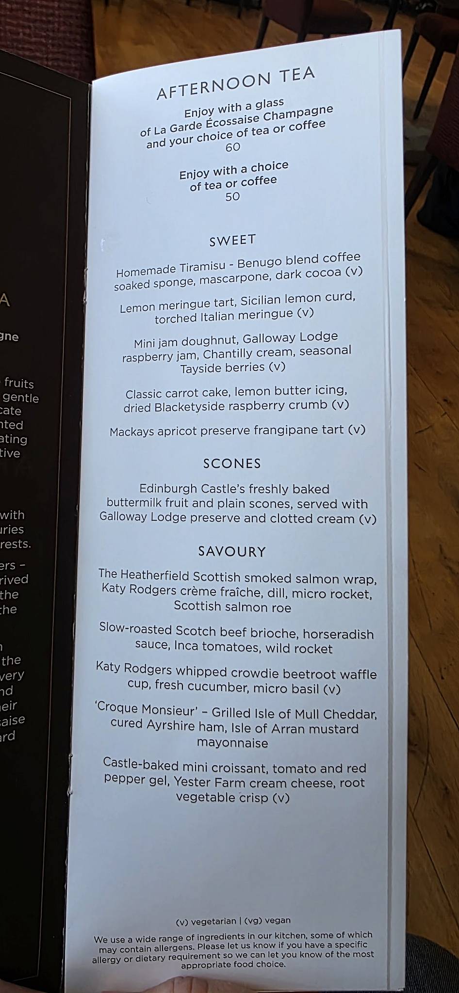 The Tea Rooms At Edinburgh Castle меню
