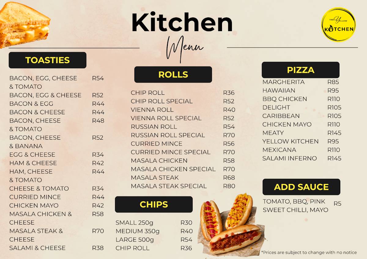 The Yellow Kitchen and Coffee Café меню