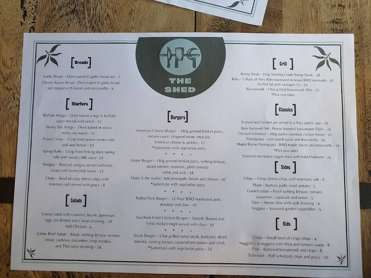 The shed bistro меню