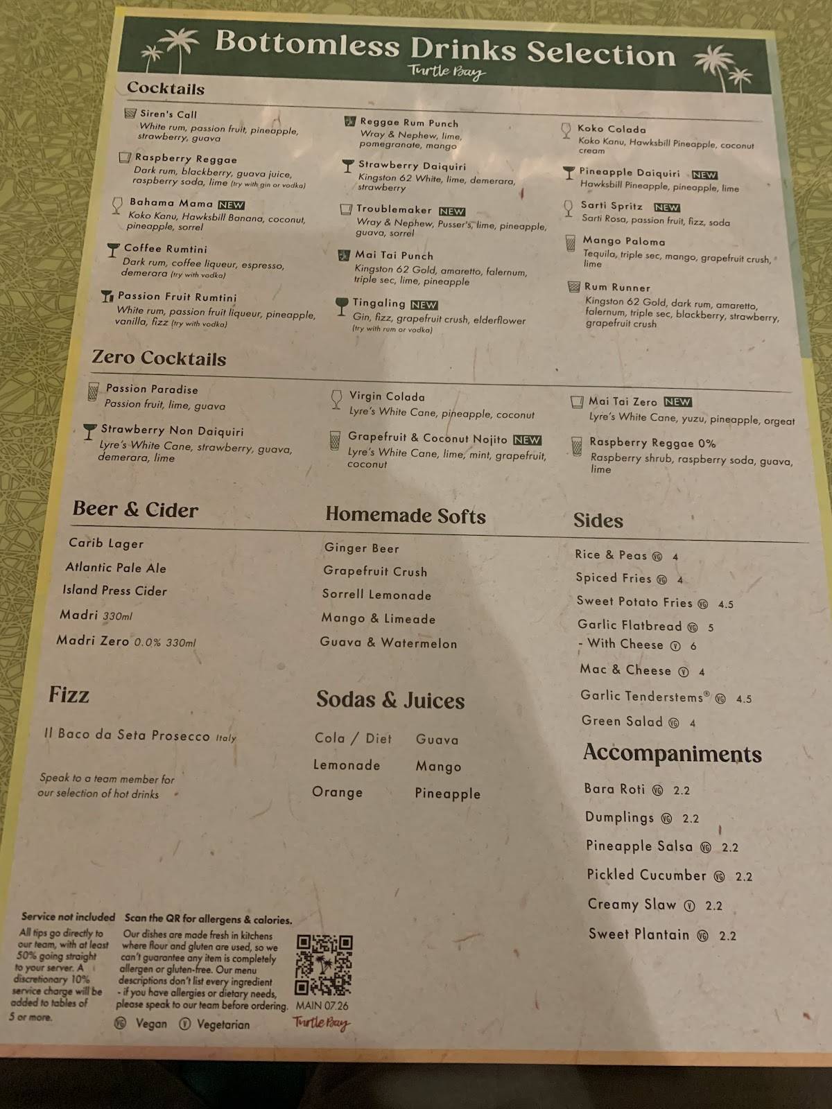 Turtle Bay Manchester Northern Quarter меню