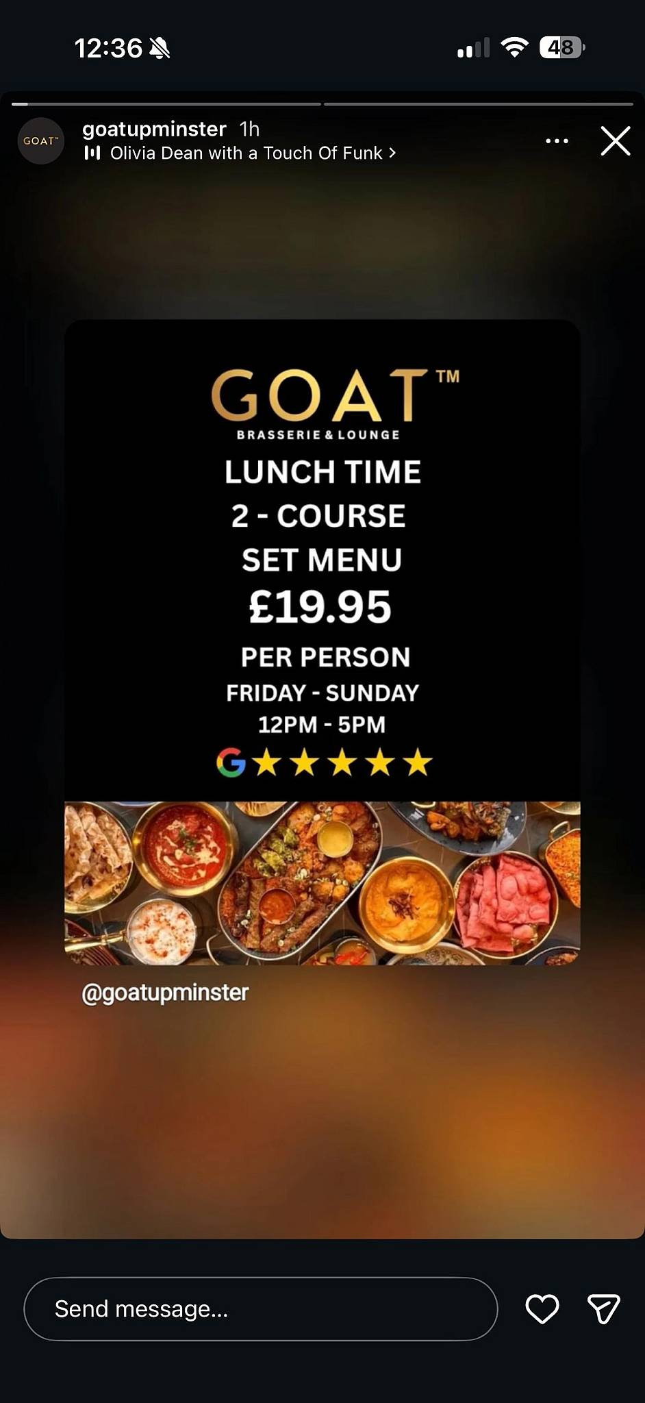 GOAT Brasserie & Lounge меню