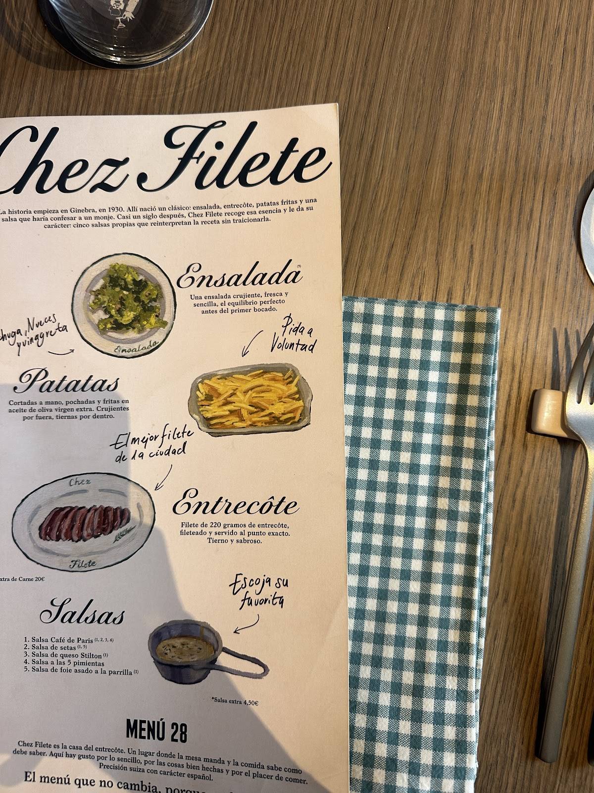 Chez Filete меню