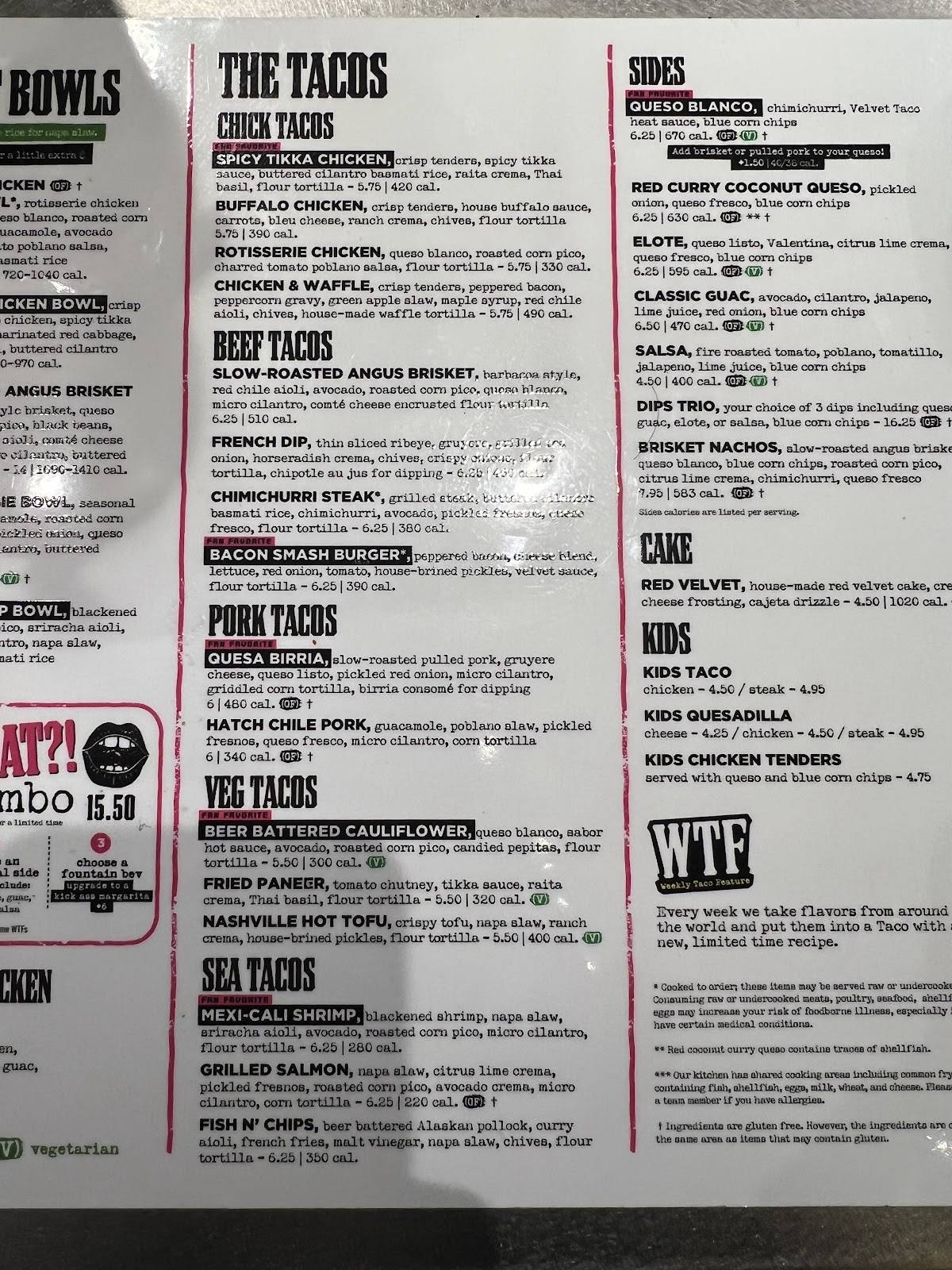 Velvet Taco меню