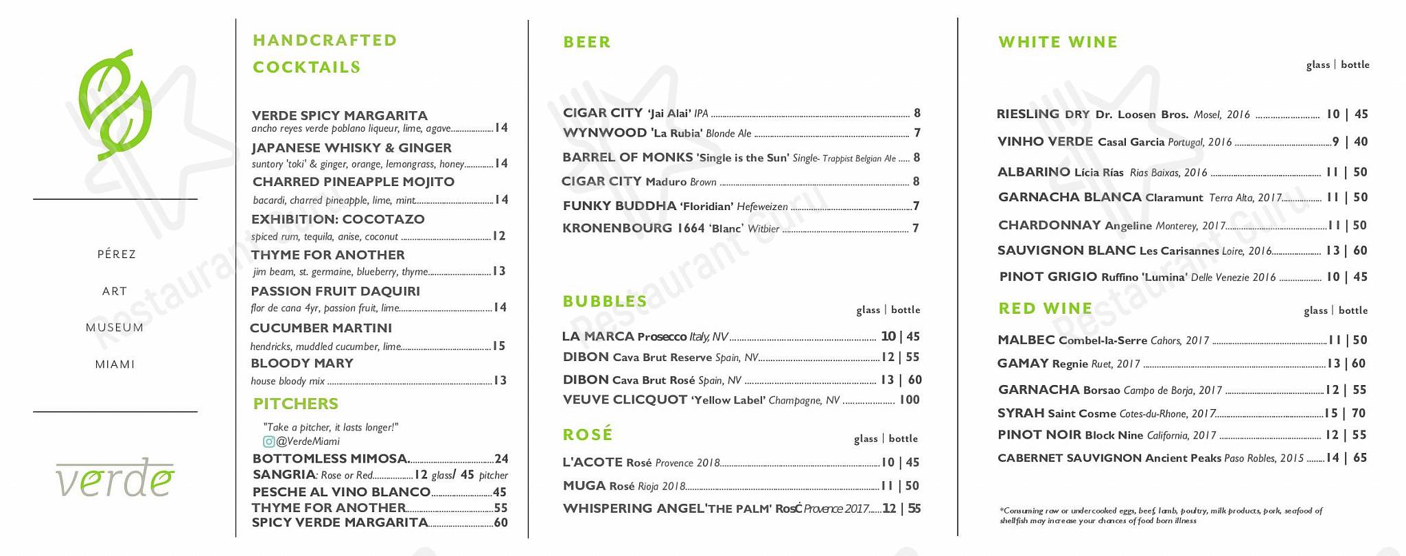 Group Booking Menu кафе Verde