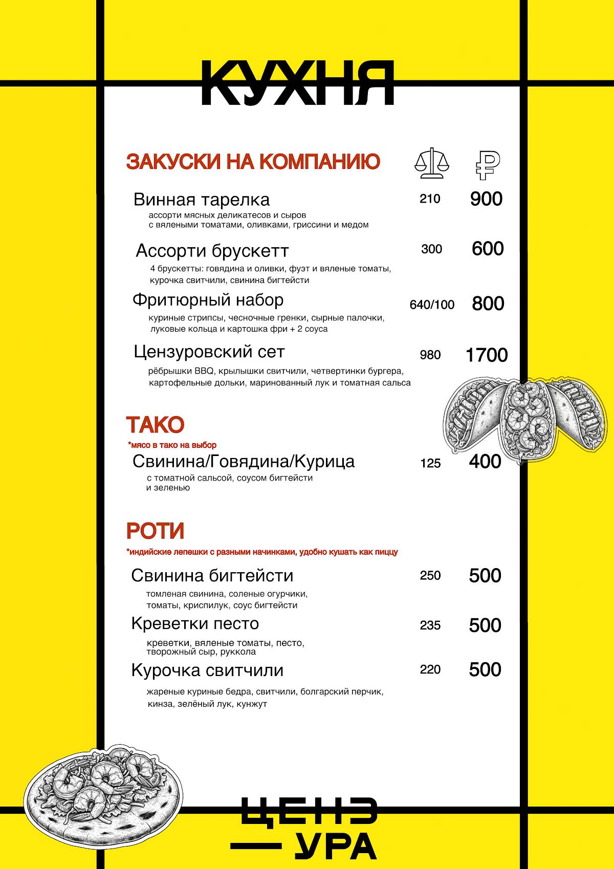 ЦЕНЗУРА бар меню