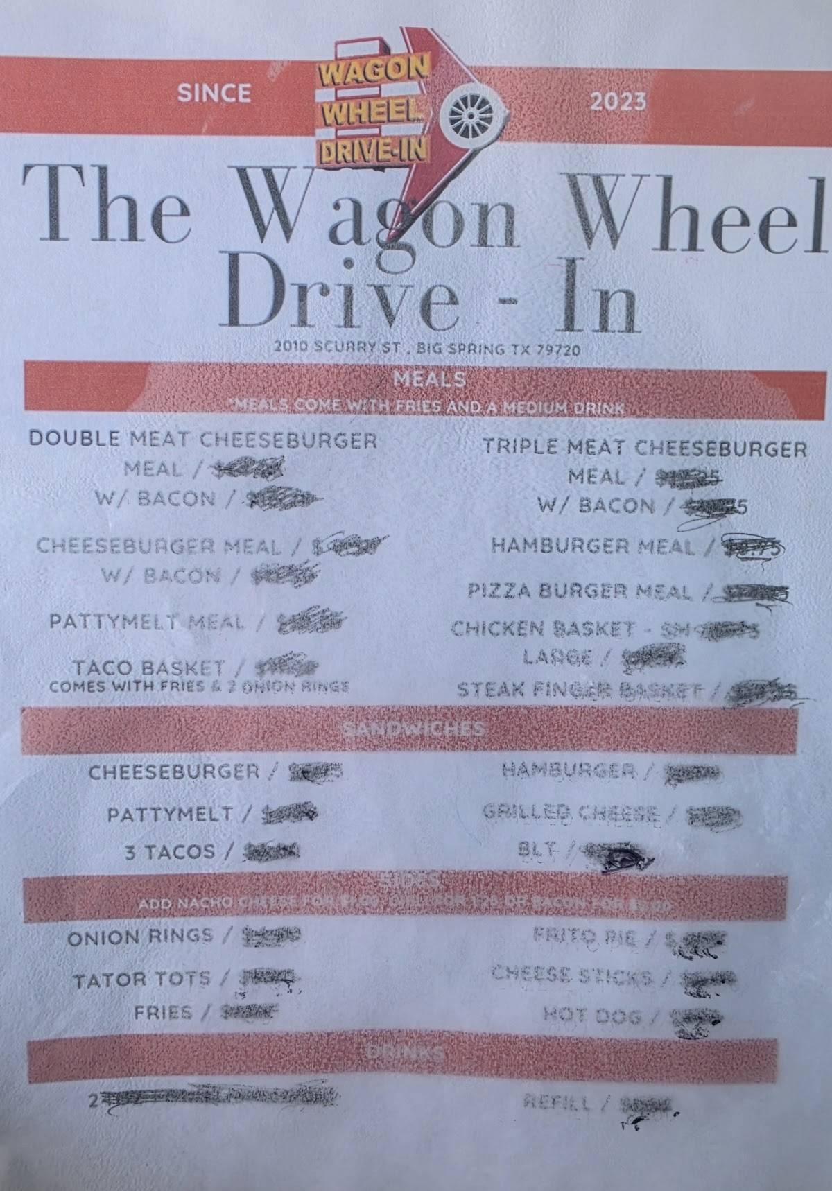 Wagon Wheel Drive In меню