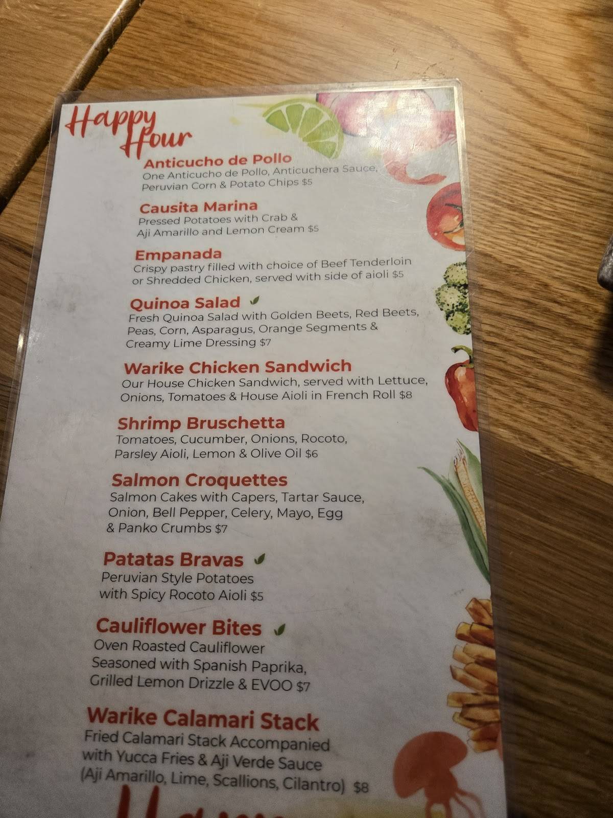 Warike Restobar меню