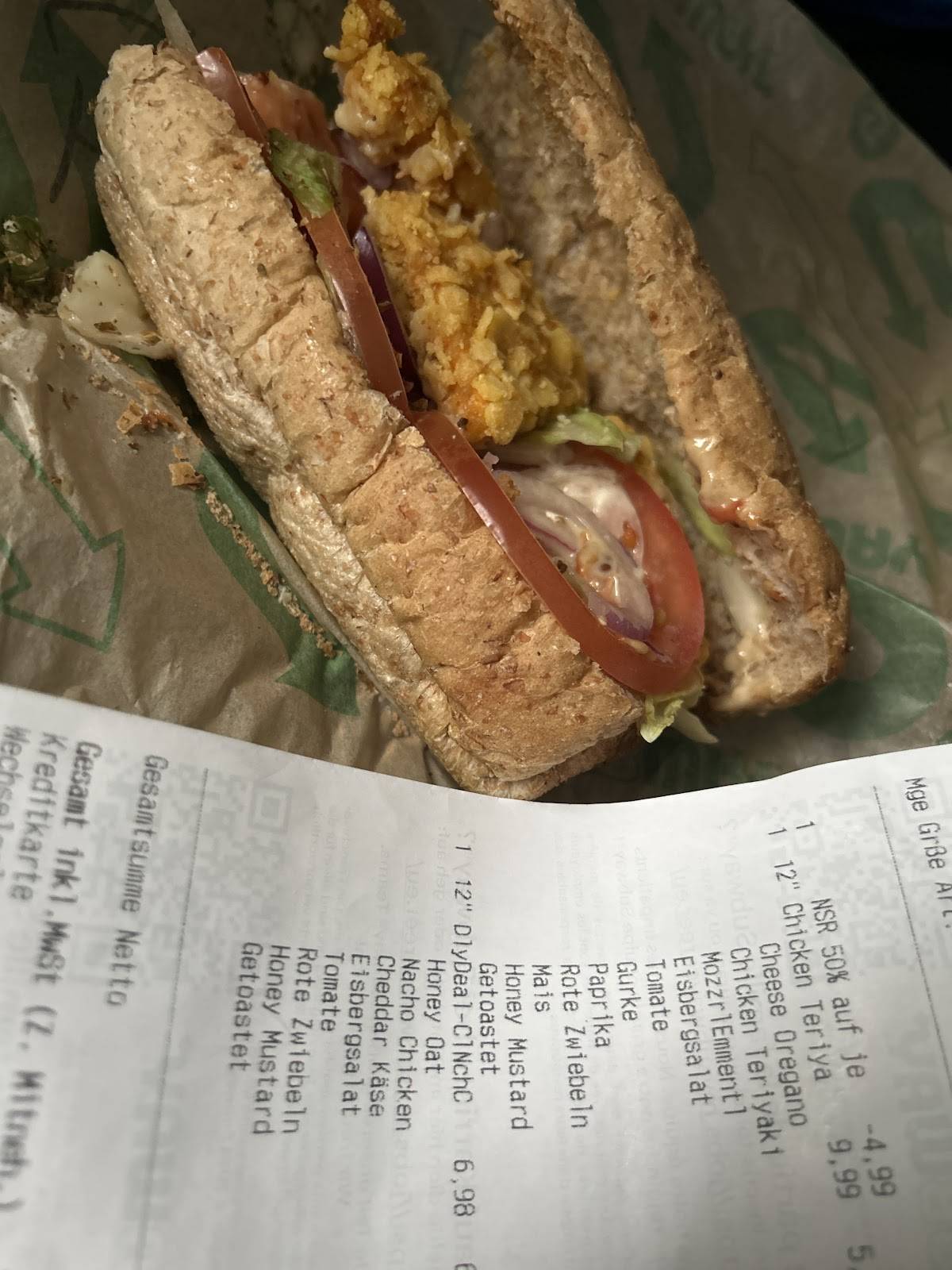 Subway меню