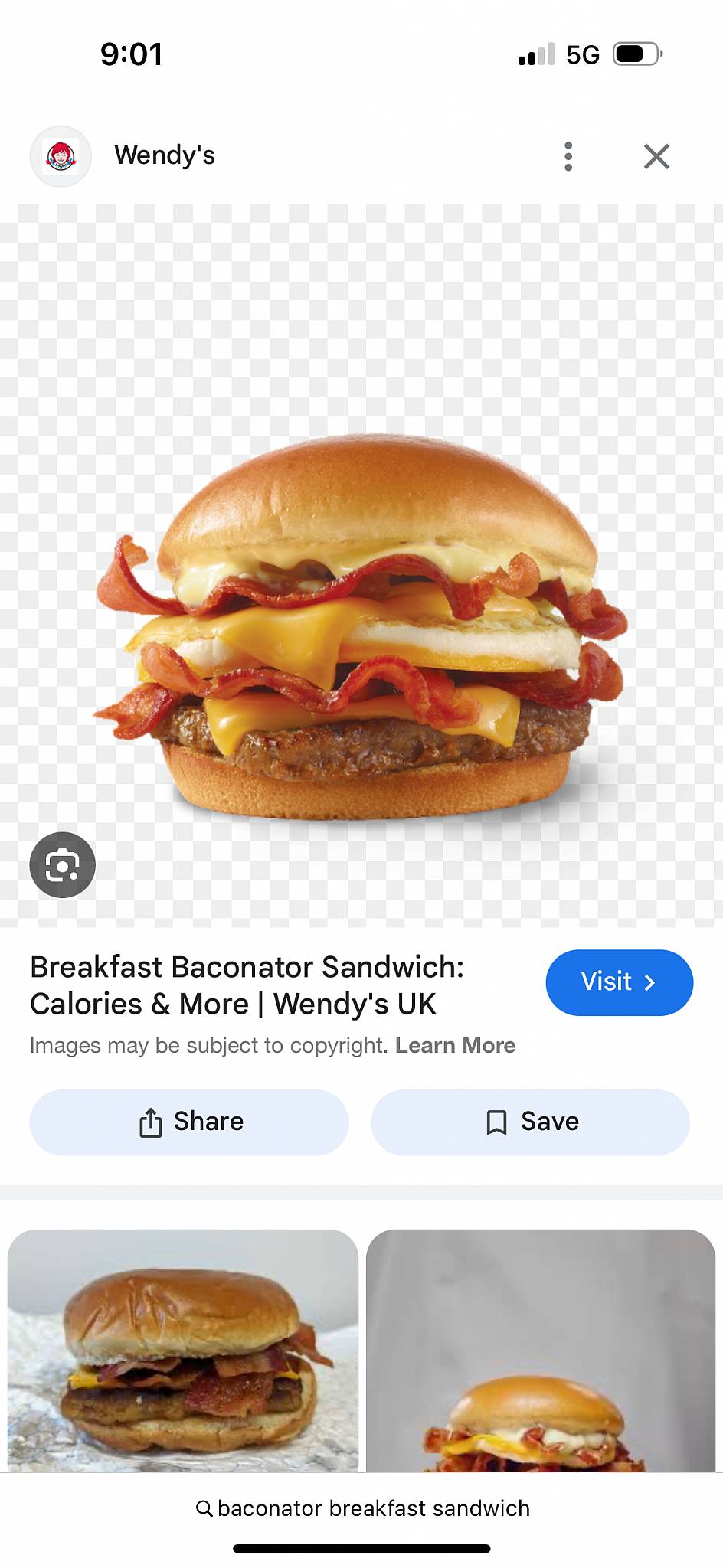 Wendy's меню