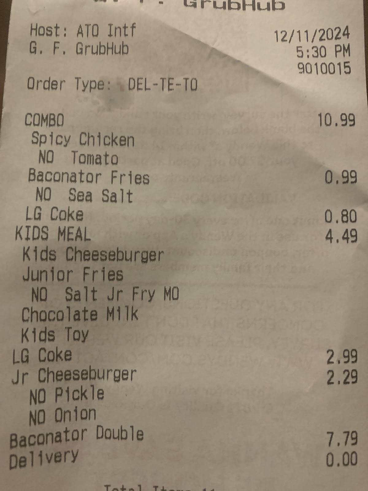 Wendy's меню