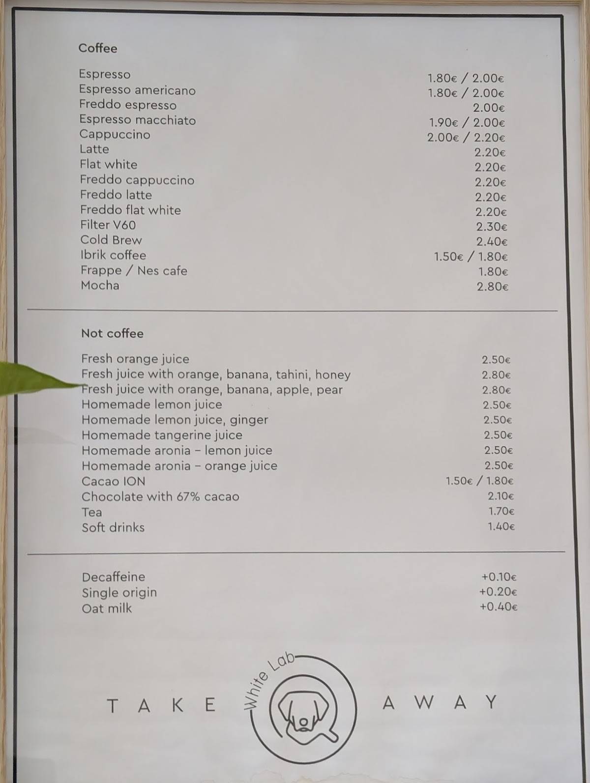 White Lab Speciality Coffee Shop меню