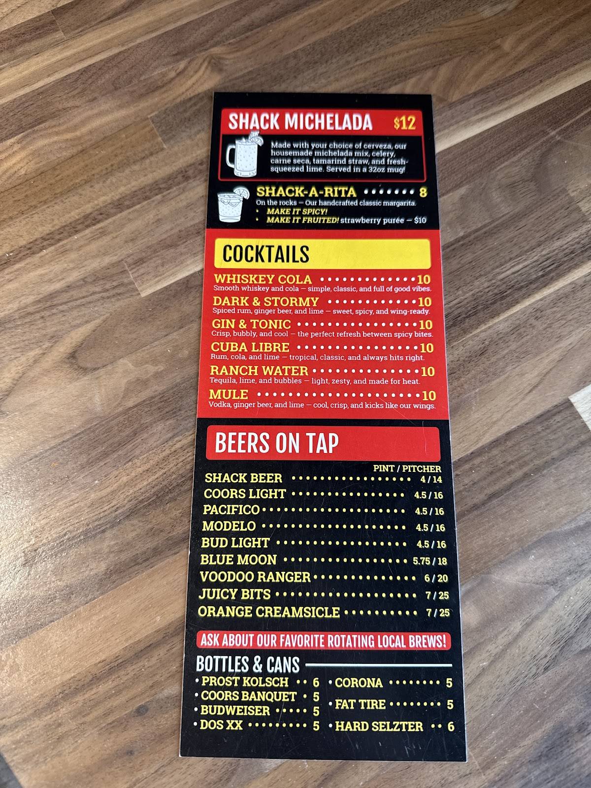 Wing Shack меню