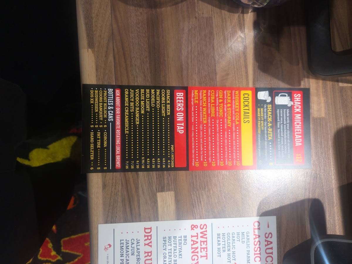 Wing Shack меню