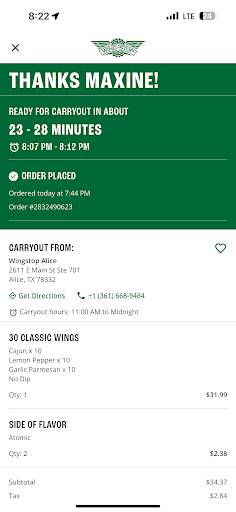 Wingstop меню