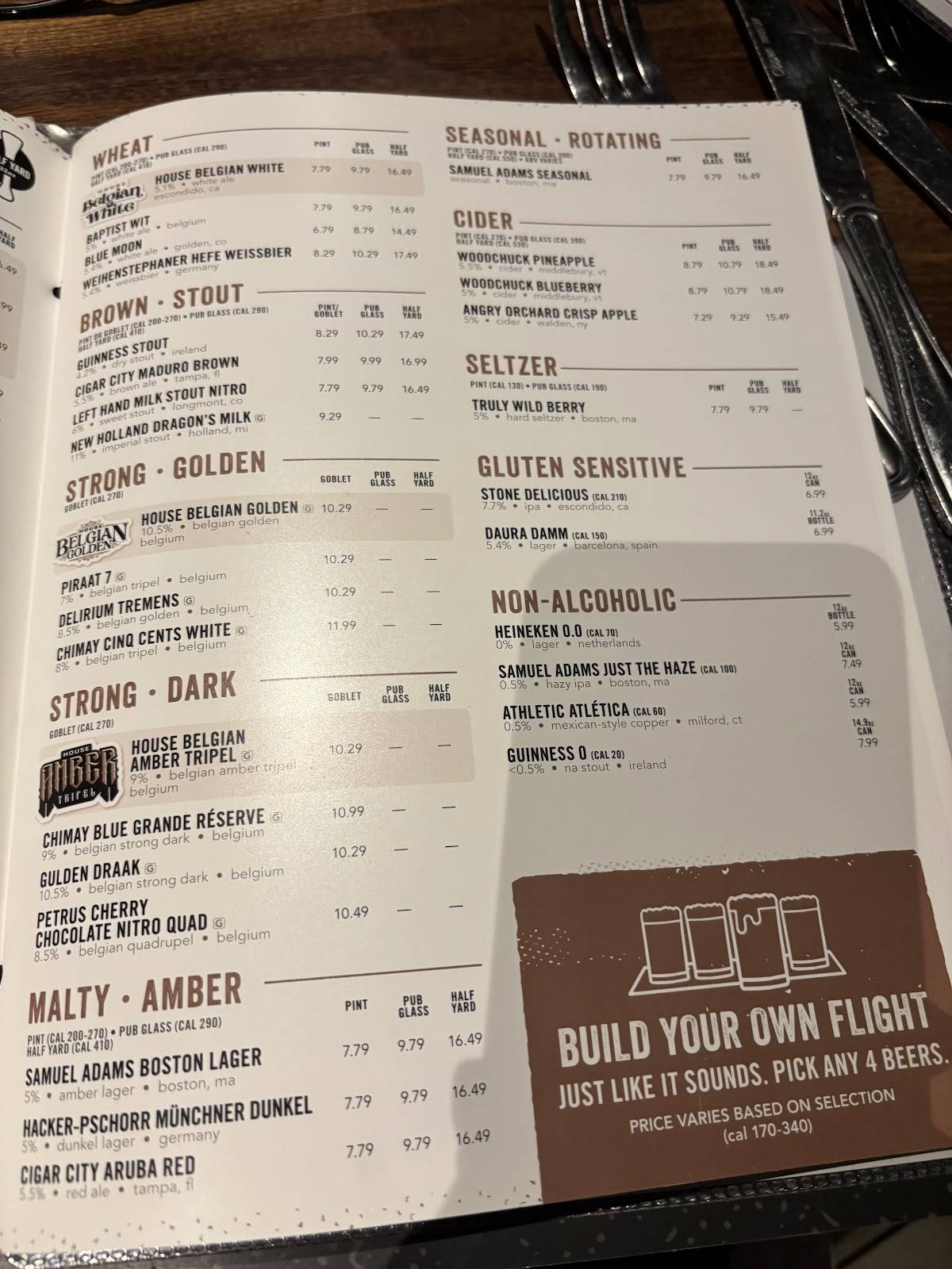 Yard House меню