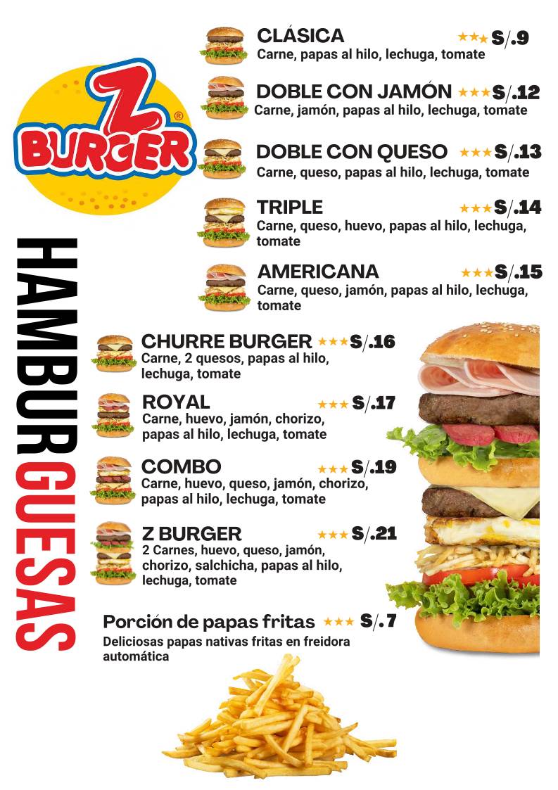Z BURGER меню