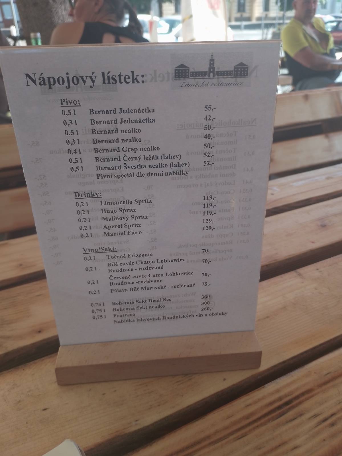 Zámecká restaurace - Roudnice nad Labem меню