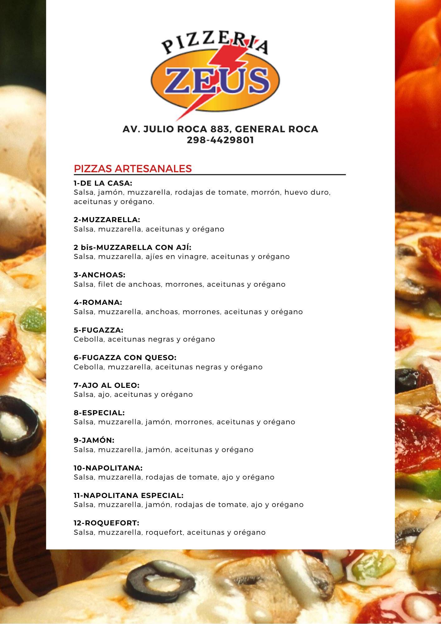 Zeus Pizzeria меню