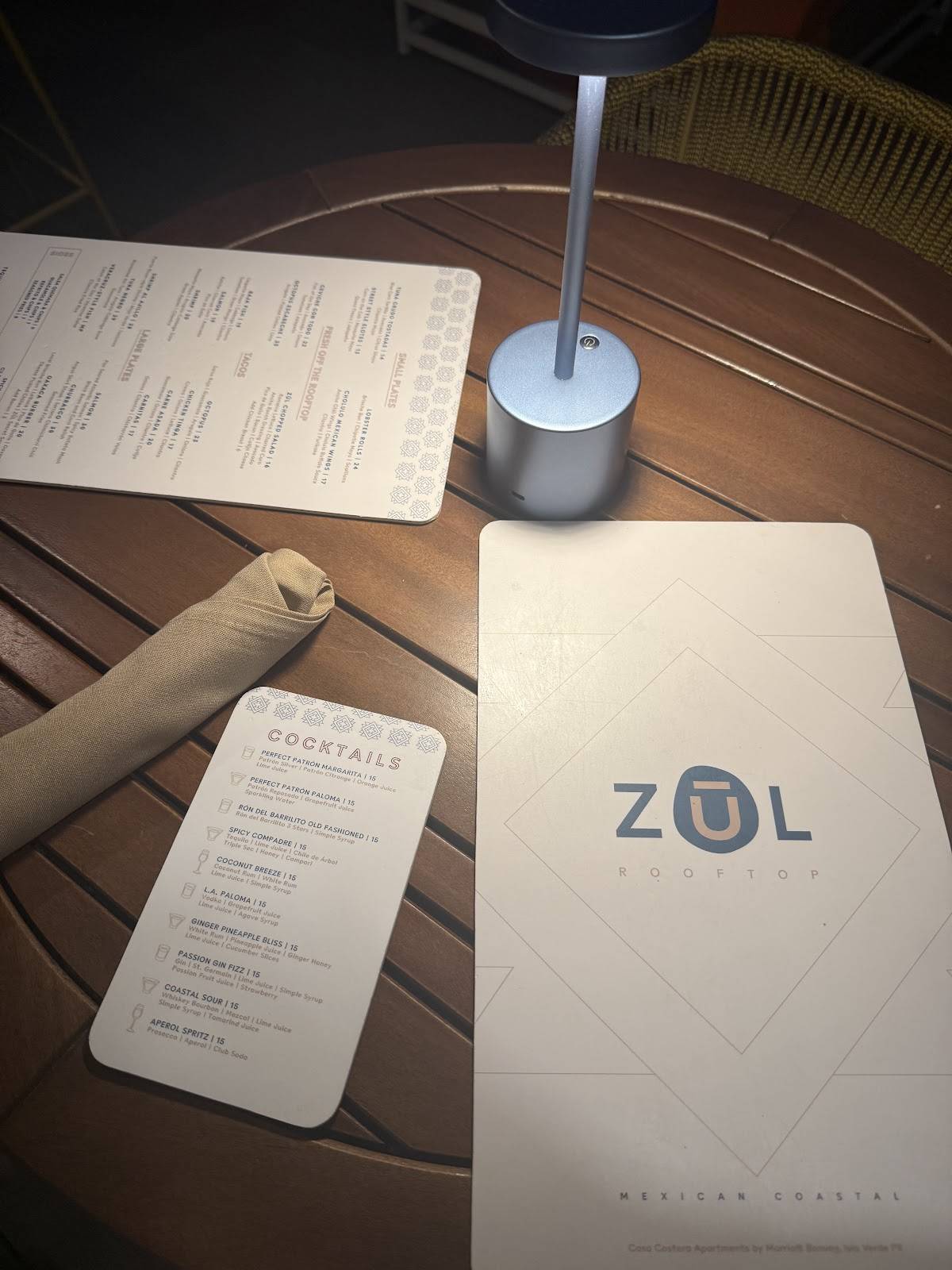 Zul Rooftop меню