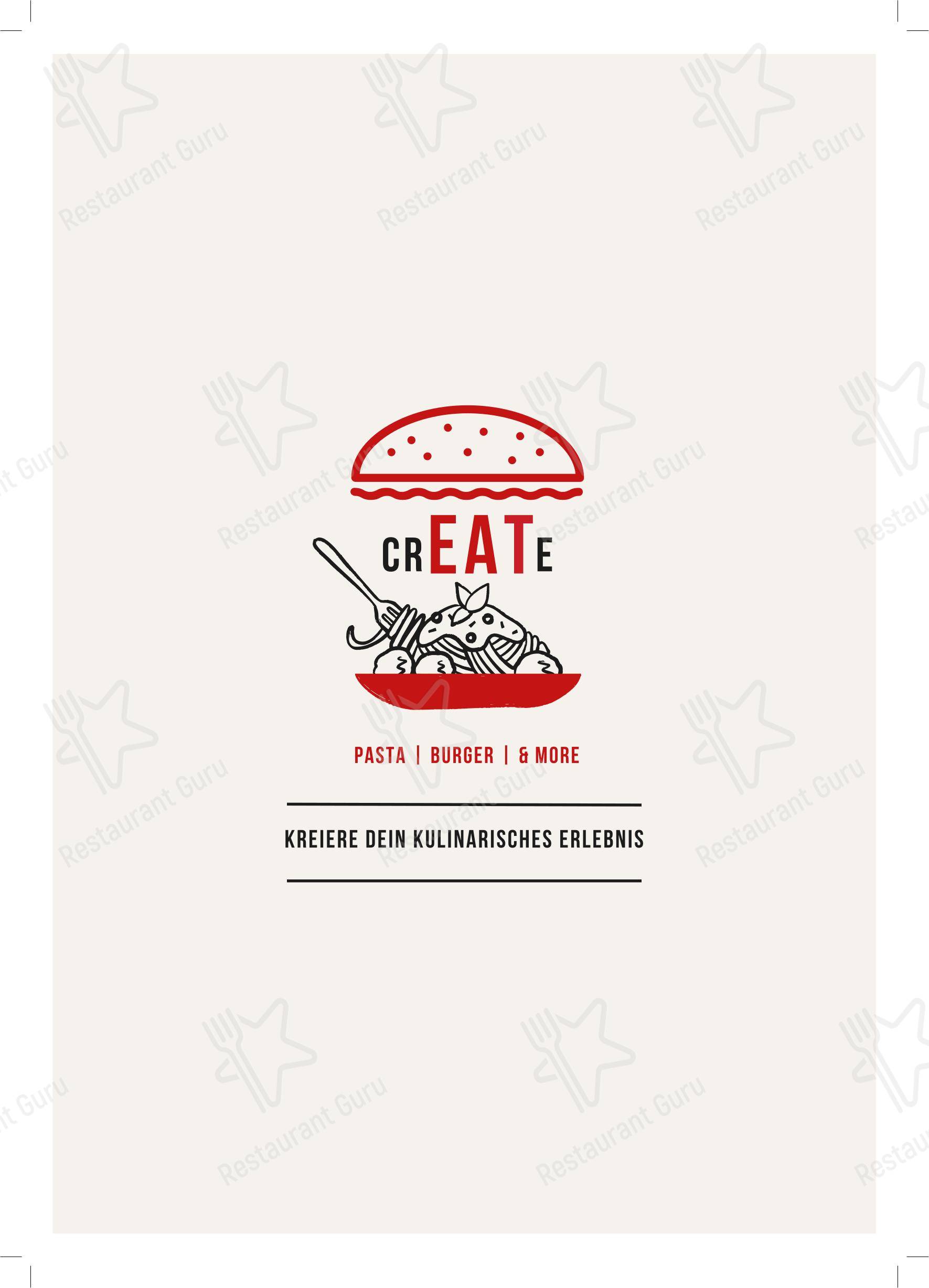 crEATe - Pasta Burger & More в Ное-Ульме - Меню