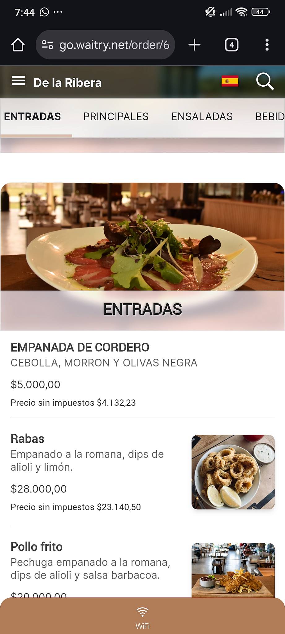 de la ribera меню