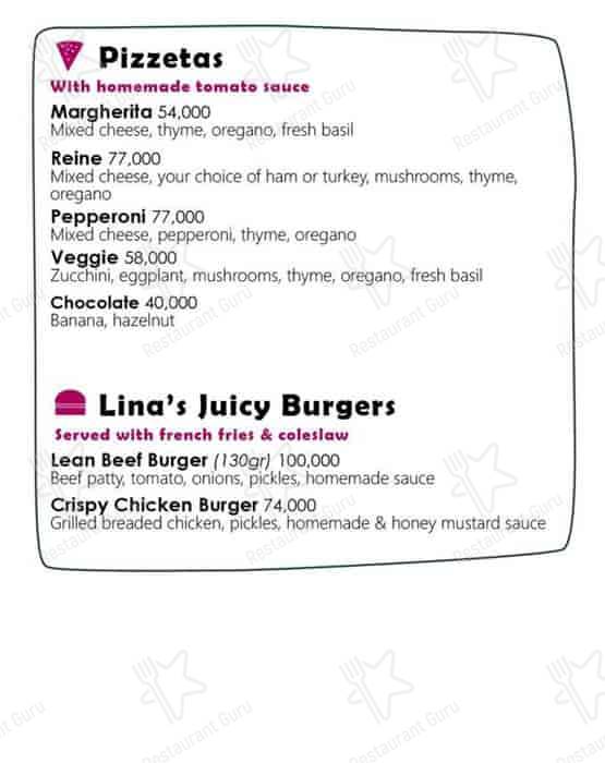 Lina's меню