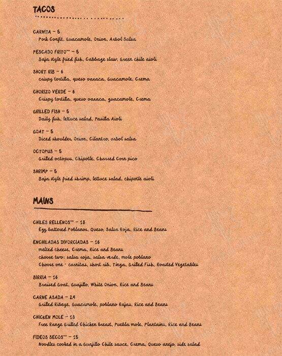 Cafeteria меню