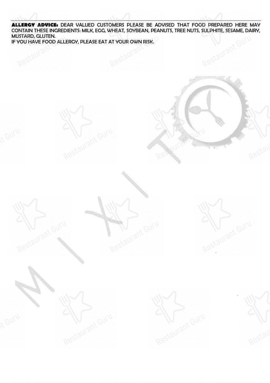 MIXITY Restaurant and Cafe меню