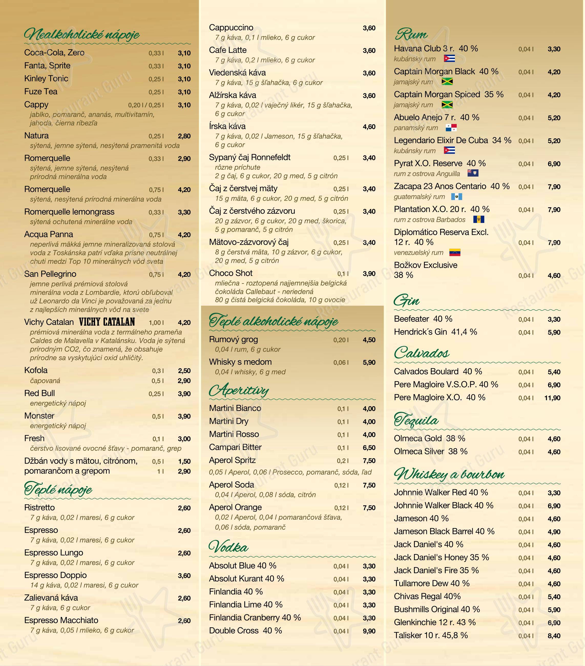 Takeaway Menu ресторана Andiamo в Праге