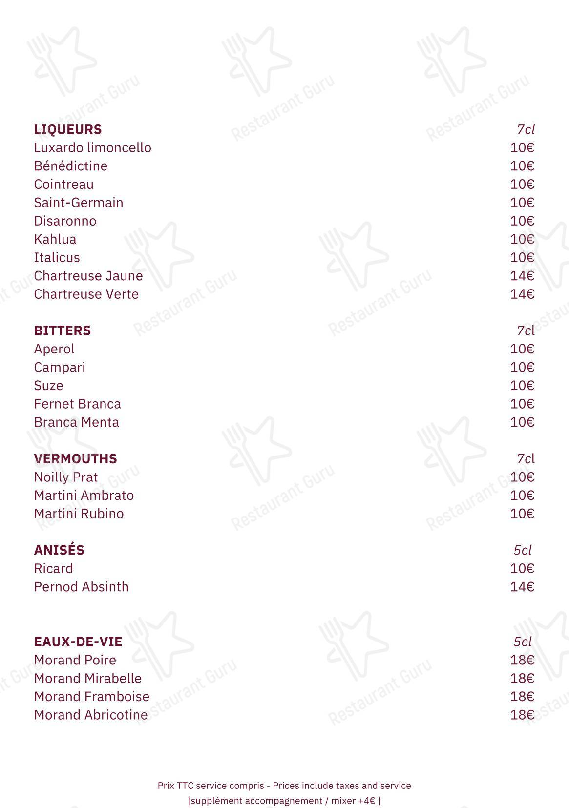 Takeaway Menu ресторана Annette