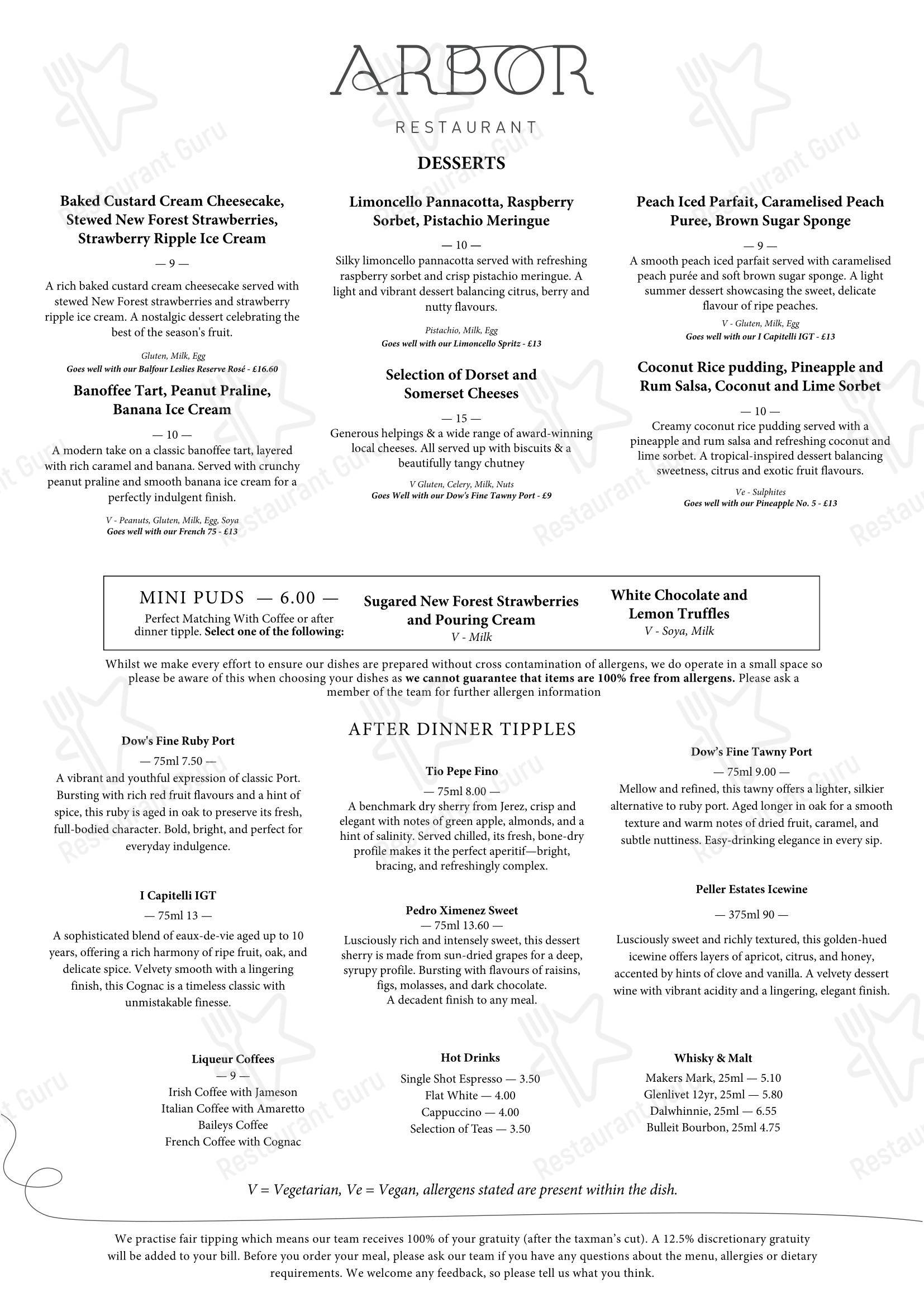 Lunch Menu паба и бара Arbor