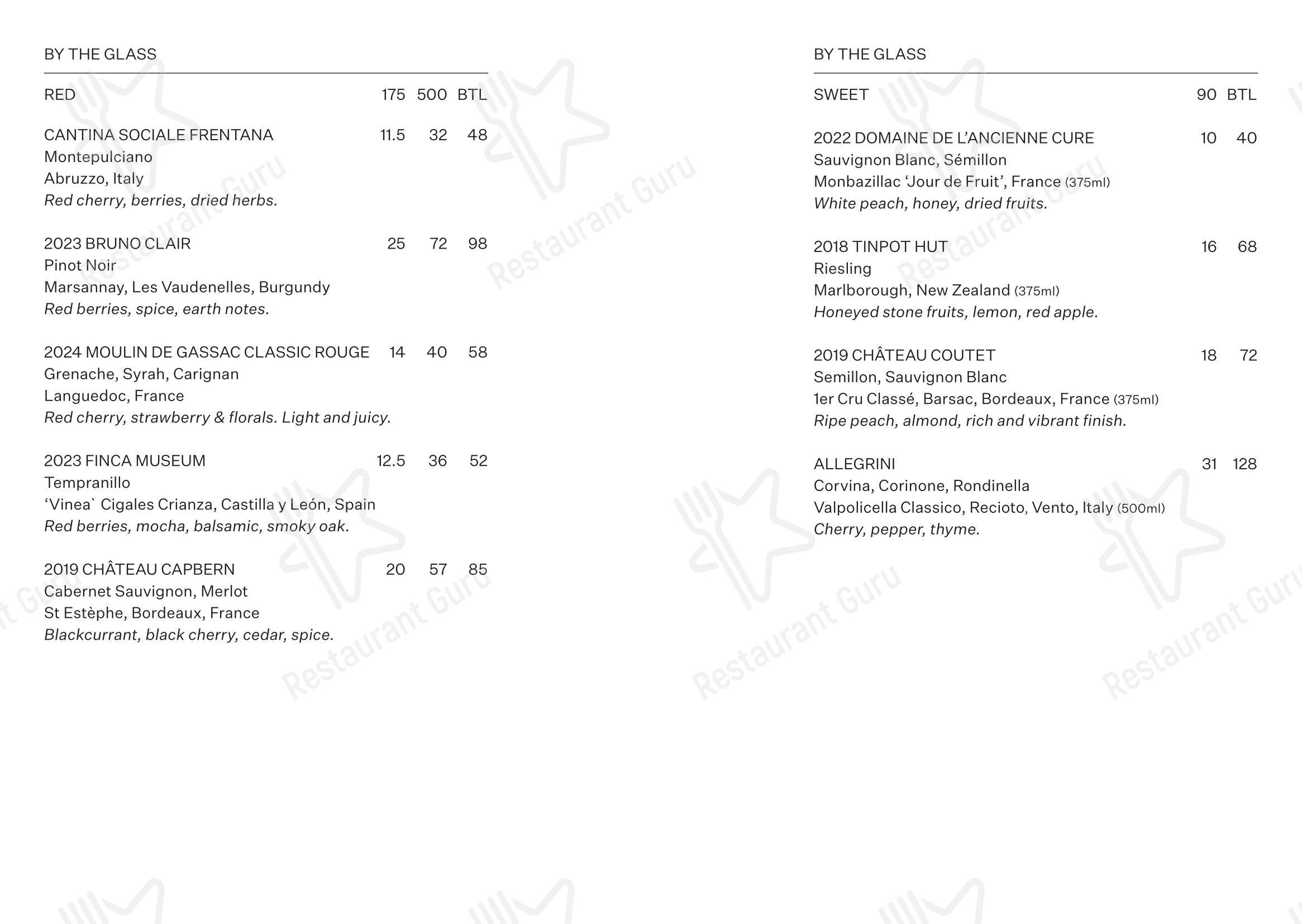 Cafe Linea в Лондоне - Lunch Menu