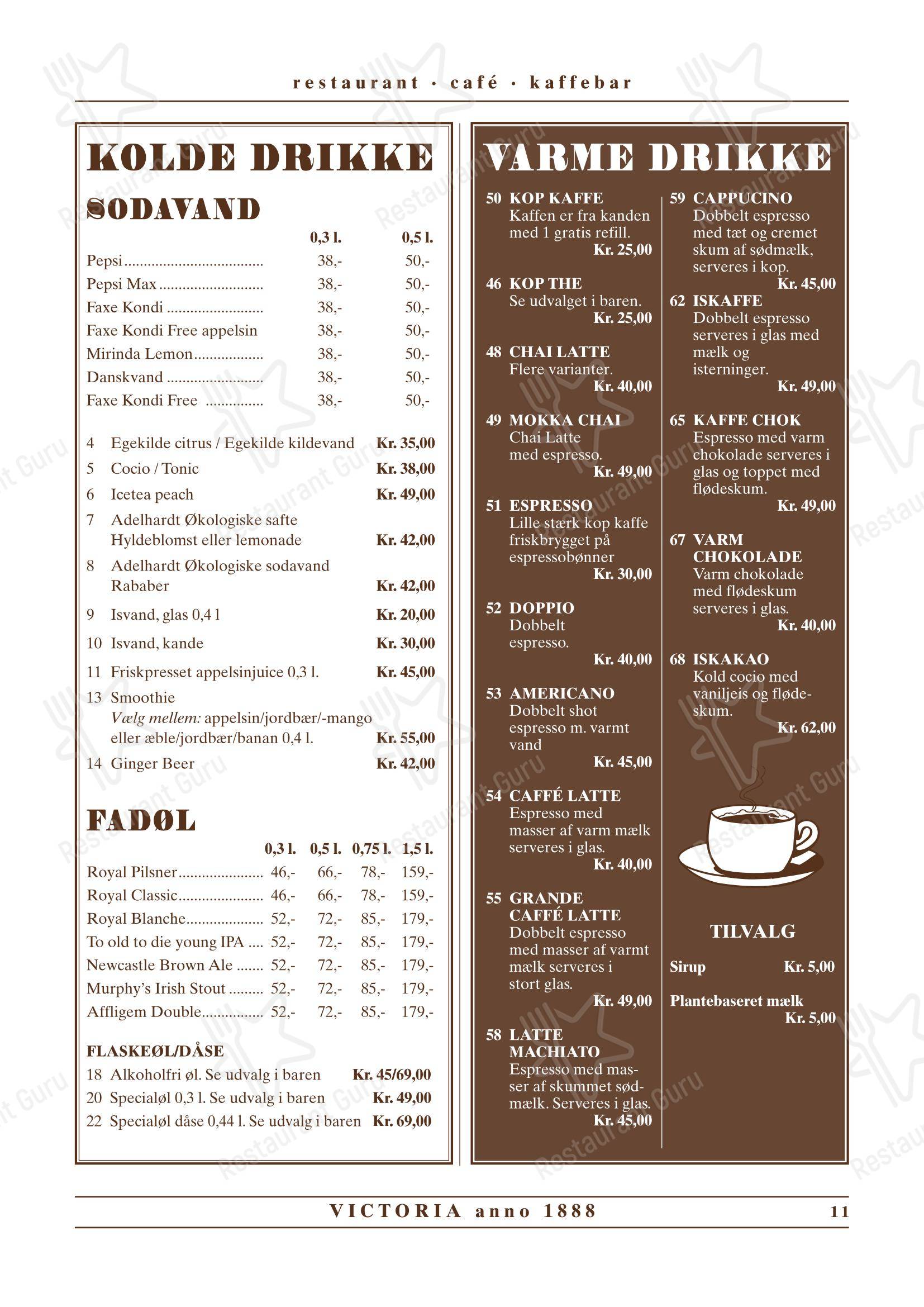 Café Victoria в Тёндере - 菜单