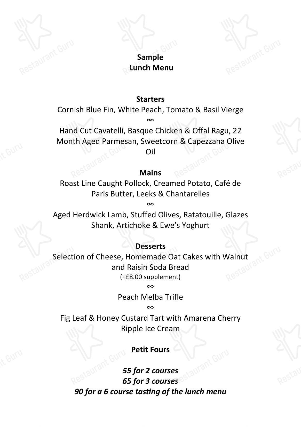 Cornus в Лондоне - Bar menu