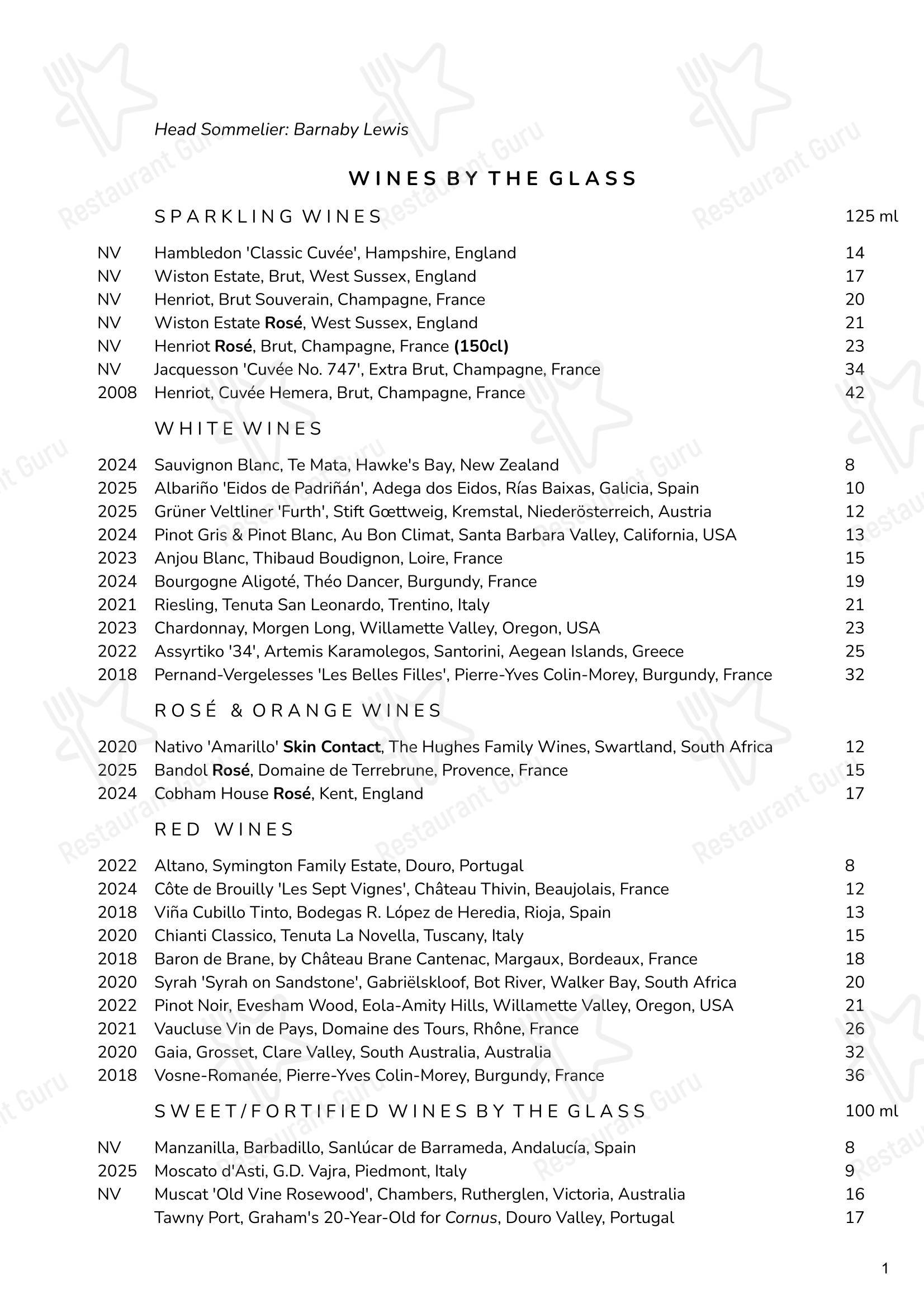 Меню ресторана Cornus - Restaurant Menu