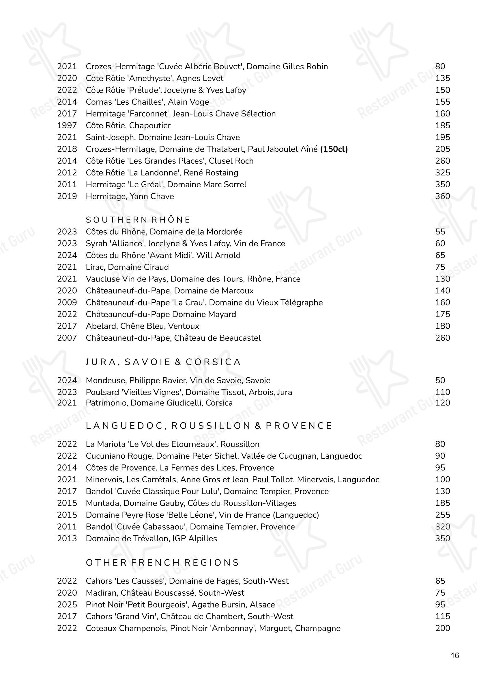 Cornus в Лондоне - Menu bistro