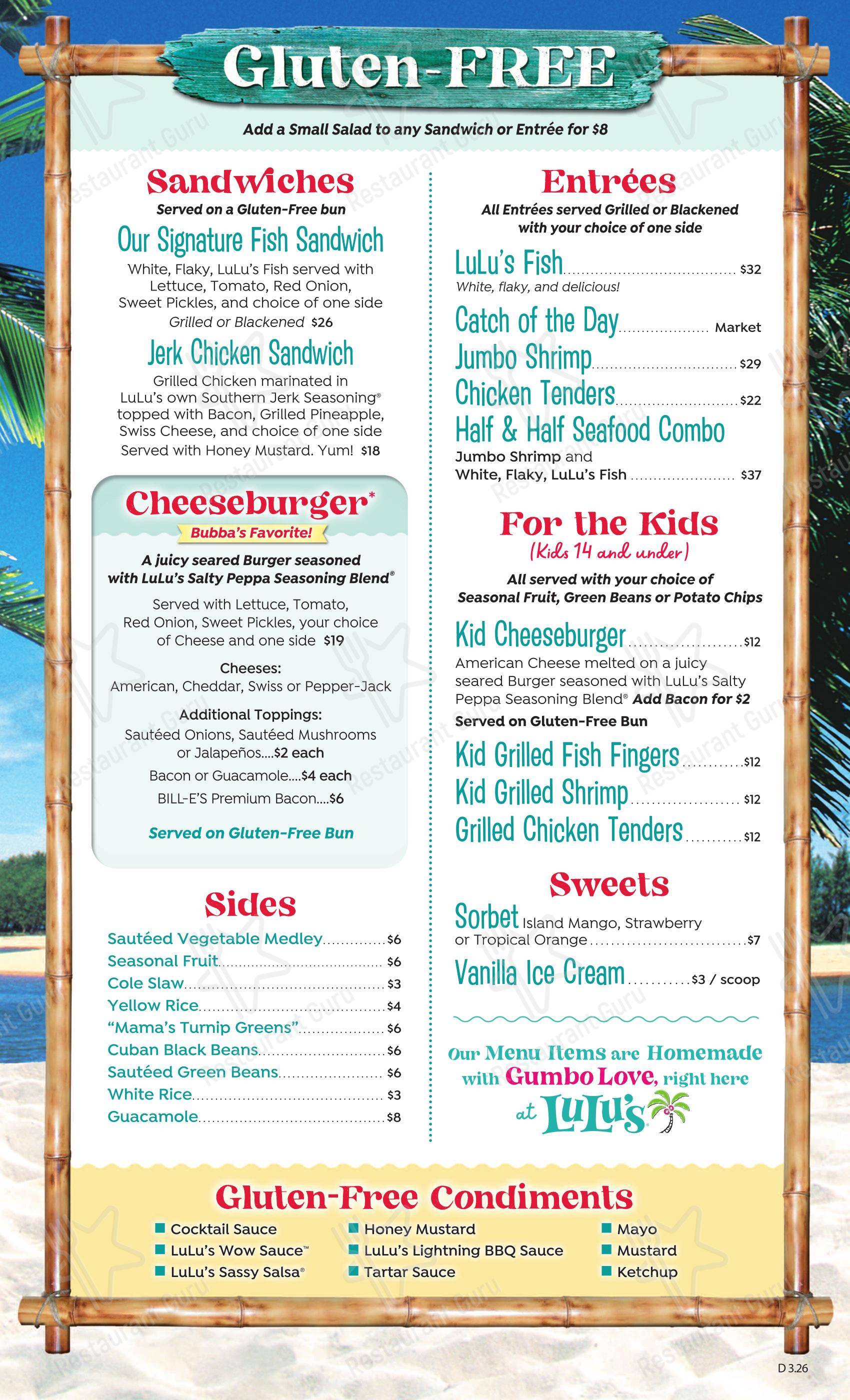 Меню ресторана LuLu's Gulf Shores - Меню напитков
