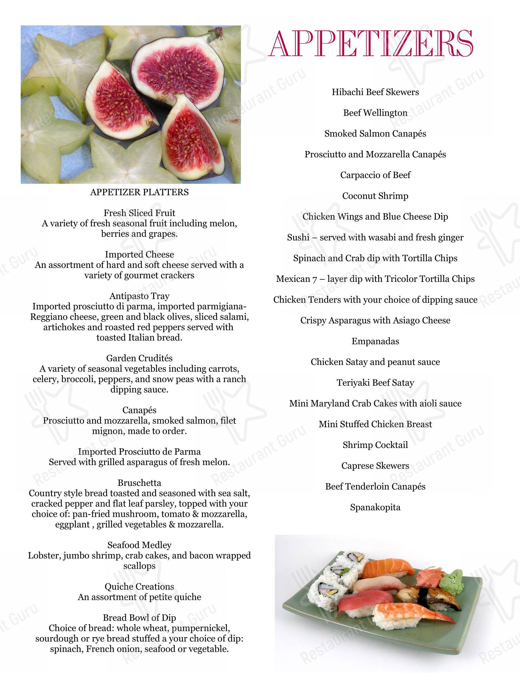 Меню ресторана Merone's Catering - Меню