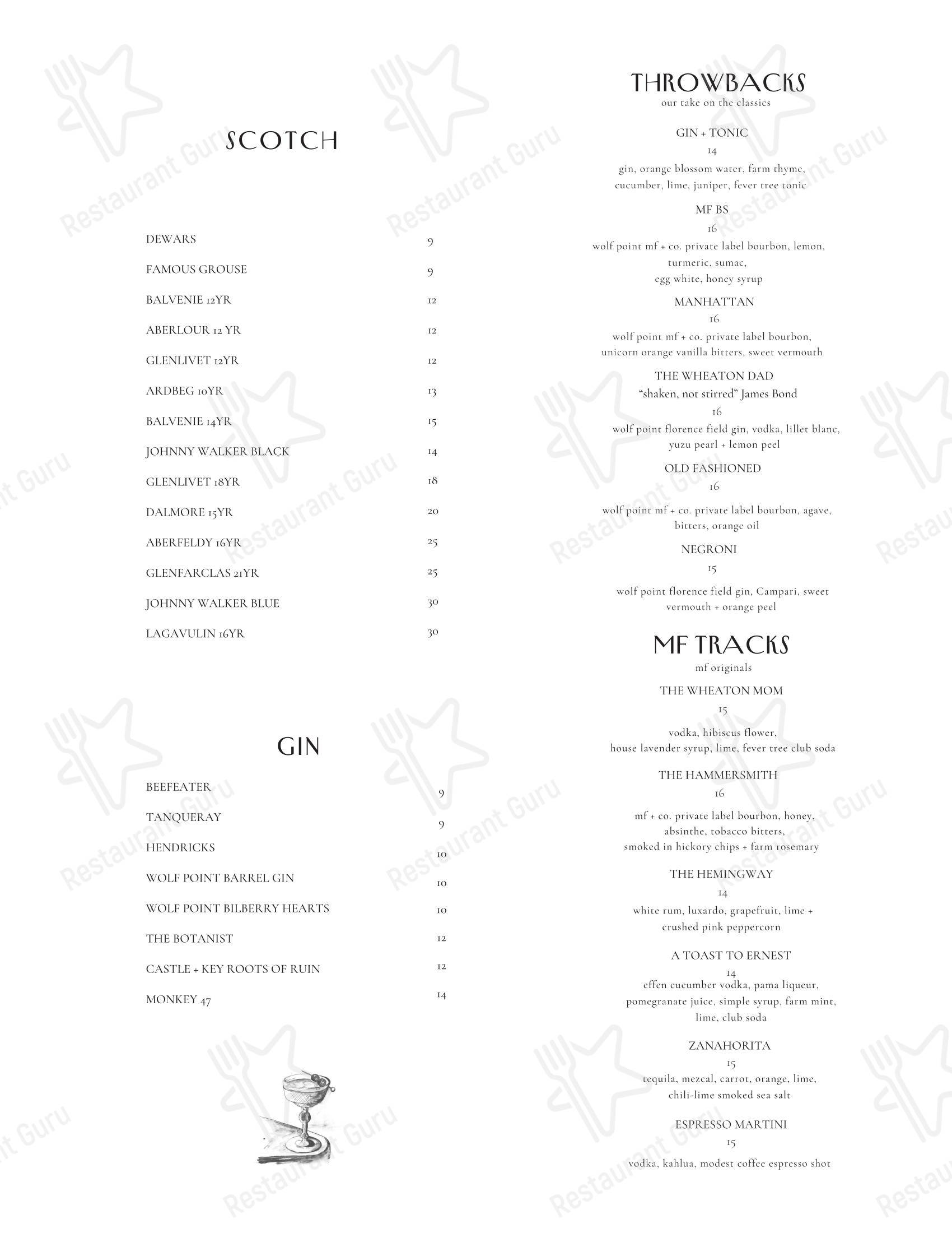 Меню кафе Moveable Feast + Company - 菜单