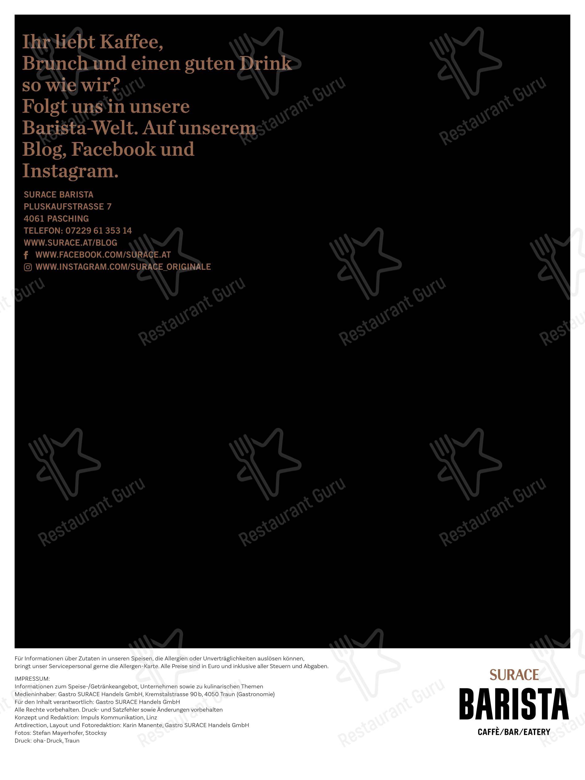 菜单 десерта SURACE Ristorante LentiaCity